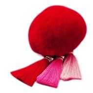AutumnFall Rabbit Fur Ball Elephant Keychain Bag Plush Key Ring Car Key Pendant (Black) (Purple) N15