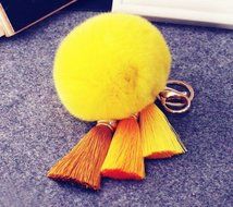 AutumnFall Rabbit Fur Ball Elephant Keychain Bag Plush Key Ring Car Key Pendant (Black) (Purple) N16