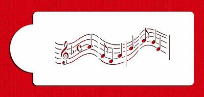 Designer Stencils C158t Musical Notes Cake Stencil (Short Version), Beige/semi-transparent