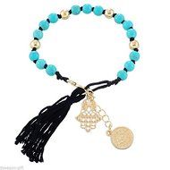 GIFT 1PC Unisex Hamsa Fatima Hand Evil Eye Beads Elastic Band Bracelet Jewellery N6