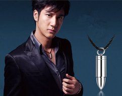 Men Silver Steel Bullet Pendant Necklace Chain Cool Jewelry Gift 2016 N4