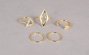 4 PCs Fashion Women Jewelry Gold Plated Rhinestone Ring Set Gift SIZE 5~10