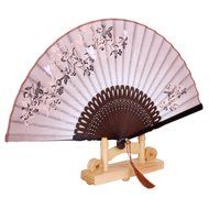 Vintage Flax Leaf Butterfly Bamboo Hand Fan Lady's Fan Pocket Fan - Purple N28