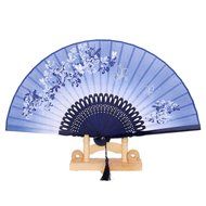 Vintage Flax Leaf Butterfly Bamboo Hand Fan Lady's Fan Pocket Fan - Purple N29