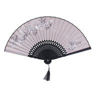 Vintage Flax Leaf Butterfly Bamboo Hand Fan Lady's Fan Pocket Fan - Purple N32