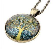 Aioverun The tree of life glass diamond necklace pendant long chain, to give the wearer with a full blessing
