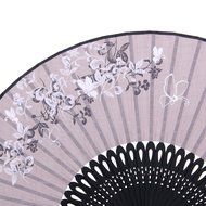 Vintage Flax Leaf Butterfly Bamboo Hand Fan Lady's Fan Pocket Fan - Purple N33