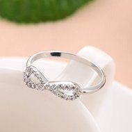 Women Chic 925 Sterling Silver Love Infinity Knot Clear CZ Promise Ring Jewelry (10) N4