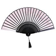 Linen Butterfly Flowers Hand Fan Lacquer Handle Japanese Folding Fan Cosplay Costome Accs Pink N6