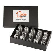 Russian Piping Tips 25 Piece Set Stainless Steel Professional Quality - 15 Nozzles + 10 Disposable Piping Bags... N2