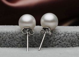 New Fashion 3 Size Women's Real White Freshwater Pearl Ear Stud Earrings Gift 8mm N2