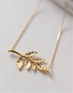 Celebrity Simple Fashion Leaves Pendant Charm Chain Necklace Gold for Xmas Gift N4