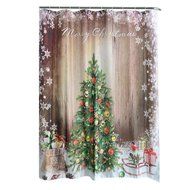 AutumnFall Winter Holiday Snowman Christmas Fabric Shower Curtain Digital Decor with Hooks (180cm180cm, E) N6
