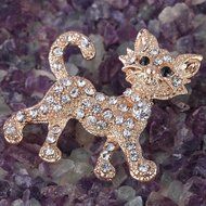 Lovely Gold Plated Full Rhinestone Crystal Cat Brooch Pin Party Jewelry Gift