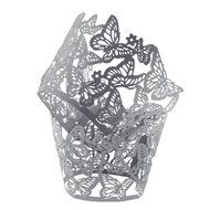 UNIQLED Pack of 50 Dancing Butterfly Filigree Bake Cake Paper Cups Little Vine Lace Laser Cut Liner Cupcake Wrappers...