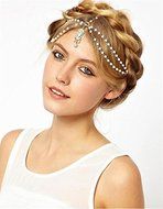 Boho Women Pearl Gold Wedding Headdress Headband Head Band Crown Chain Headpiece