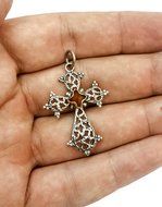 Sterling Silver 925 Cross 14ct Gold Parts Carnelian Stone Crucifix Jerusalem N3