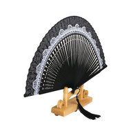 Hollow Rib Flower Hand Fan Folding Fan Pocket Fan (Blue) N39