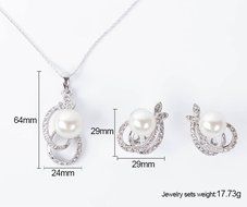Morenitor(TM) Jewelry Set Gold Plated Pearl Pendant Necklace Dangle Earring Stud Set. N10