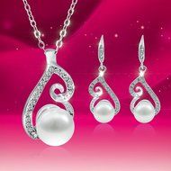 Morenitor(TM) Jewelry Set Gold Plated Pearl Pendant Necklace Dangle Earring Stud Set. N15