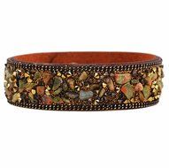 Gaobei Handmade Punk Style Womens Bangle Natural Crystals Stones and Crystal Inlay Soft Velvet Leather Wrap Bracelets N10