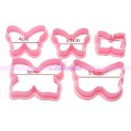 Generic 5Pcs/Set Butterfly Shape Sugarcraft Cutter Plunger Fondant Cake Paste Decorating Mould N2