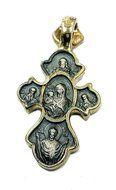 Jesus Christ Angels &amp; Holy Mary Silver 925 Pendant 5 Micron Gold Cross Jerusalem N2