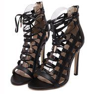 Yaheeda Womens High Heel Synthetic Lace Up Sandals Strap Ankle Open Toe Platform Pump Shoes N9