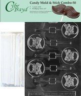 Cybrtrayd 45St50-H080 Skull And Crossbones Lolly Chocolate Candy Mold with 50 Cybrtrayd 4.5&quot; Lollipop Sticks