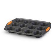 Generic Bakeware Oven Lovin' Muffin and Cupcake Pan 12-Cup Nonstick Gray with Orange