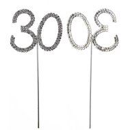 AngHui ShiPin 1pcs Cake Topper Crystal Rhinestone 30 Number Monogram Wedding Anniversary 30 Age Birthday Party...
