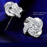 Fashion Lady Women 925 Silver Plated Ear Stud Zircon Crystal Rhinestone Earring N5