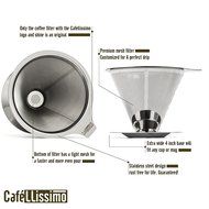 cafellissimo Stainless Steel Reusable Paperless Coffee Filter Pour-Over Coffee Maker with Mesh Bottom