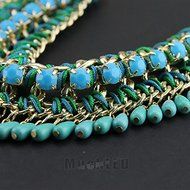 Fashion Jewelry Pendant Chain Crystal Choker Chunky Statement Bib Necklace N4