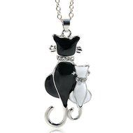 New Design White Black Cats Pendant Chain Necklace Best Gift for Family Friends N7