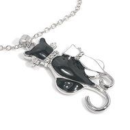 New Design White Black Cats Pendant Chain Necklace Best Gift for Family Friends N8