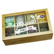 Personalized Wooden Tea Box Storage Organizer Caddy and Tea Bag Holder, Engraved Gift for Housewarming, Kitchen...