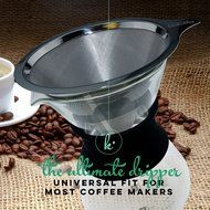Pour Over Coffee Filter - Stainless Steel Drip Cone Dripper with Stand. Paperless, Reusable, Dual Filter Micro-Mesh...