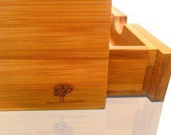 Best Bamboo Tea Box Natural Chest with Clear Hinged Lid, 8 Storage Sections with Expandable Drawer