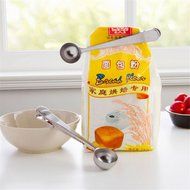 TXIN 2 in1 Stainless Steel Ground Coffee Measuring Scoop Spoons Bags Seal Clip Silver N3