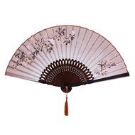 Vintage Flax Leaf Butterfly Bamboo Hand Fan Lady&#039;s Fan Pocket Fan - Purple N36