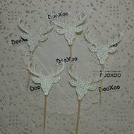 DOOXOO Deer Cupcake Toppers, Deer Party, Hunting Cake Topper,Gold Glitter,Animal Party Favors,Deer Decor,Cake...