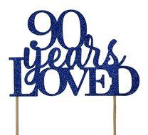 All About Details Blue 90-Years-Loved Cake Topper