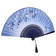 Vintage Flax Leaf Butterfly Bamboo Hand Fan Lady&#039;s Fan Pocket Fan - Purple N39