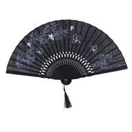 Vintage Flax Leaf Butterfly Bamboo Hand Fan Lady&#039;s Fan Pocket Fan - Purple N40
