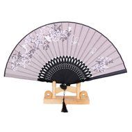 Vintage Flax Leaf Butterfly Bamboo Hand Fan Lady&#039;s Fan Pocket Fan - Purple N42
