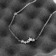 Women's Sterling Silver Small Crystal Star Pendant Necklace Neck Jewelry Gift N4