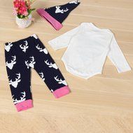 Clothes Set ,BeautyVan Newborn Baby Elk Print Girl Boy Tops Romper +Long Pants Hat Outfits Set Clothes (12M, White)