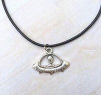Bill forever Flying saucer necklace necklace pendant, leather chain silver pendant N2