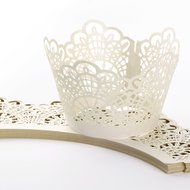 24 Laser Cut Cupcake Wrappers Wraps Cases Cake Muffin Hard Card Decoration Cup